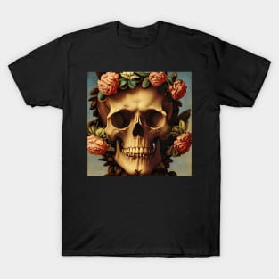 Skull flowers floral creepy 3d skull T-Shirt